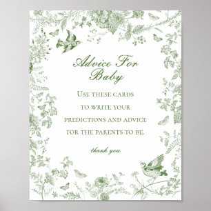 Affiche Green Toile De Jouy Conseil pour Baby shower Jeu