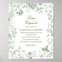Green Toile Floral Time Capsule Baby Jeu d'anniver