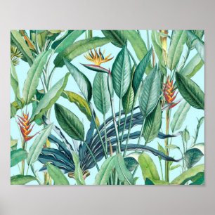 Affiche Green Tropical Jungle Banana Tree Strelitzia
