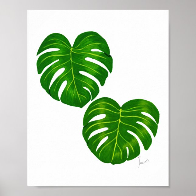 Affiche Green Tropical Monstera Art Feuille Imprimer (Devant)