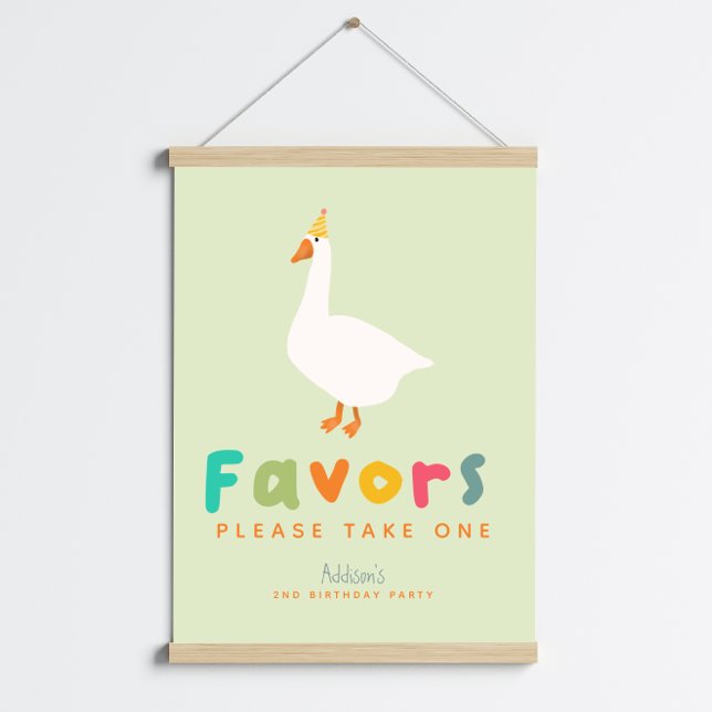 Affiche Green Two Silly Goose 2nd Birthday Favor Sign (Créateur téléchargé)