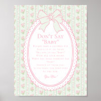 Green Vintage Fancy Floral Dont Say Baby Game