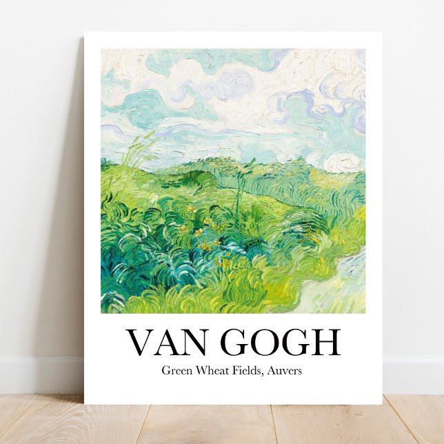 Affiche Green Wheat Fields, Auvers par Vincent van Gogh (Van Gogh's Sun-Kissed Wheat Fields: Bring vibrancy to your walls! Museum-quality poster)