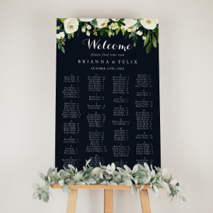 Affiche Green White Floral Blue Alphabetical Seating Chart