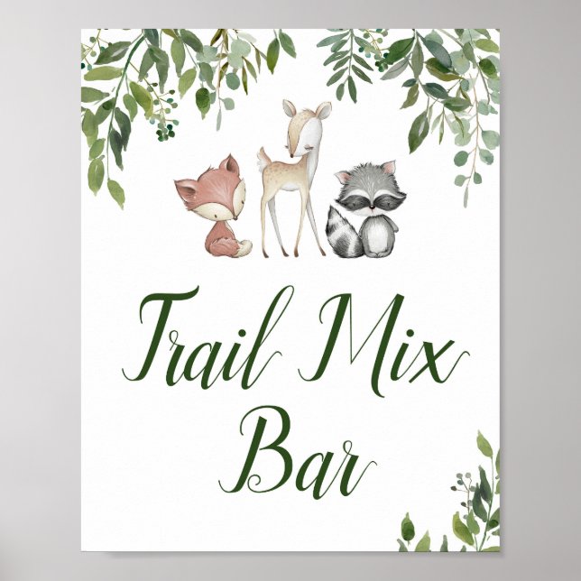 Affiche Green Woodland Table Sign - Trail Mix Bar 8x10 (Devant)