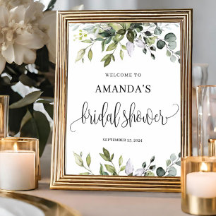 Affiche Greenery boho foliage bridal shower welcome sign
