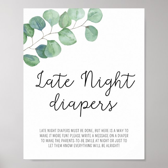 Affiche Greenery Eucalyptus - Couches de Nuit pour Bébé (Devant)