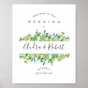 Affiche Greenery Eucalyptus Garland Wedding Welcome Sign