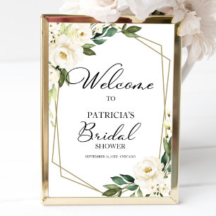 Affiche Greenery Geometric Bridal Shower Welcome
