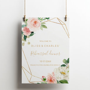 Affiche Greenery & Gold Geometric Rehearsal dinner Welcome