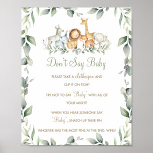 Affiche Greenery Jungle Animals Don't Say Baby Game