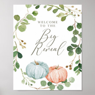 Affiche Greenery Pumpkin Gender Reveal Fall Welcome Sign