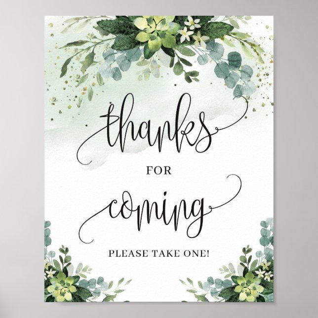 Affiche Greenery succulent boho thanks for coming sign (Devant)