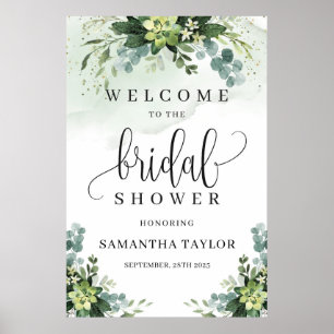 Affiche Greenery succulent bridal shower welcome sign