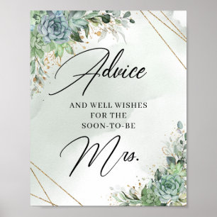 Affiche Greenery succulents Conseils pour la future Mme.