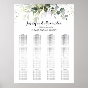 Affiche Greenery Wedding Seating Chart