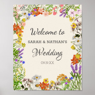 Affiche Greenery Wildflower Colorful Floral Wedding Frame