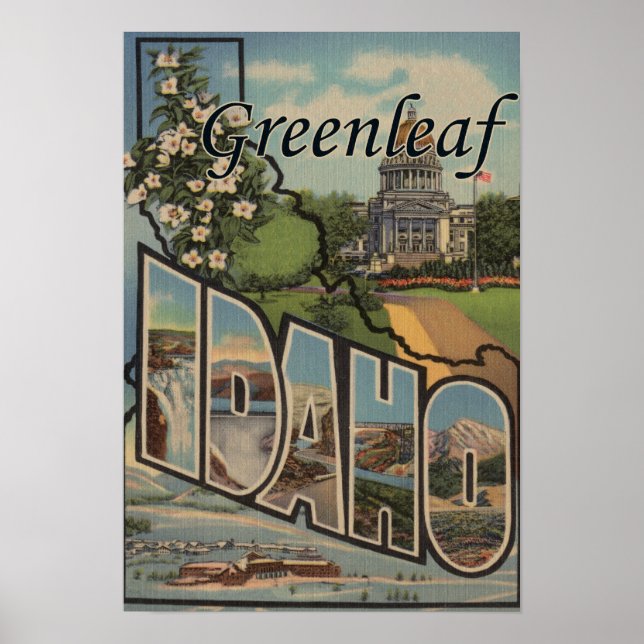 Affiche Greenleaf, Idaho - Scènes de grandes lettres (Devant)