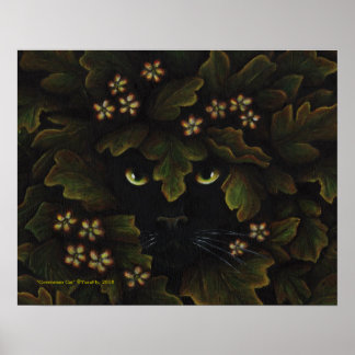 Affiche Greenman Black Cat Nature Forest Art