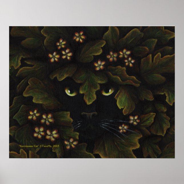 Affiche Greenman Black Cat Nature Forest Art (Devant)