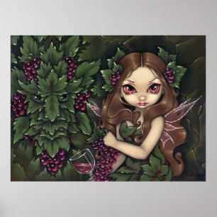Affiche Greenman blanc de fée de vin d'IMPRESSION d'ART
