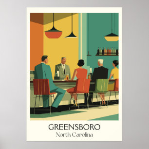 Affiche Greensboro NC Vintage Diner City Life Travel Art
