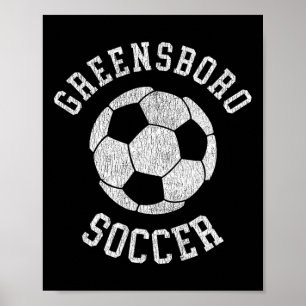 Affiche Greensboro Soccer Rétro Détresse 90's Vintage