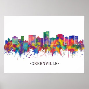 Affiche Greenville Caroline du Sud Skyline