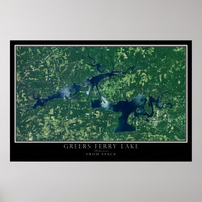 Affiche Greers Ferry Lake Arkansas Carte de l'affiche sate (Devant)