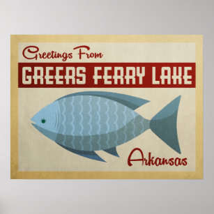 Affiche Greers Ferry Lake Vintage voyage de poissons