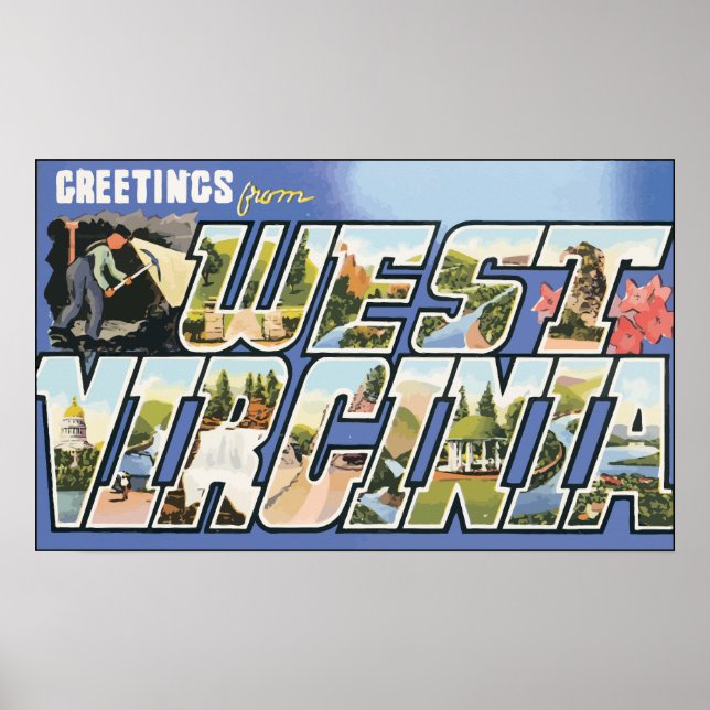 Affiche Greetings From West Virginia, Vintage (Devant)