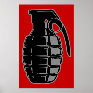 Affiche Grenade à main - gris