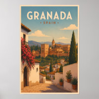 Grenade Espagne Alhambra Illustration Art de voyag