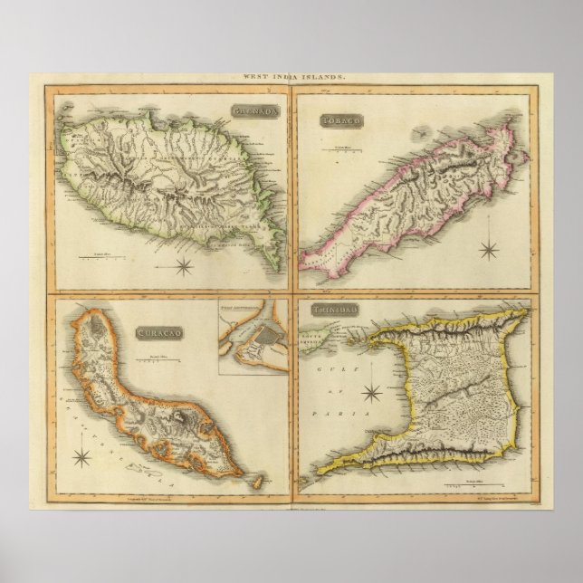Affiche Grenade, Tobago, Trinidad, Curaçao (Devant)