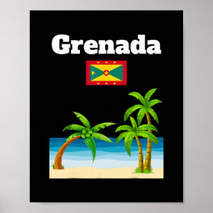 Affiche Grenade Voyage Souvenir Drapeau Grenadien Vacances