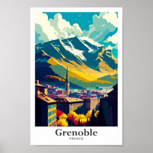 Affiche Grenoble France Portrait Vintage voyage