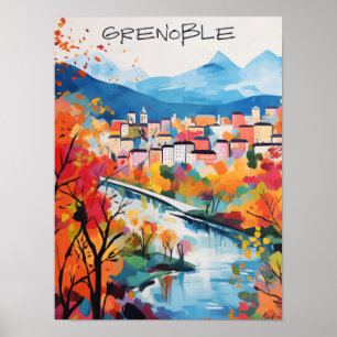 Affiche Grenoble France Voyage Ville Peinture Esthétique