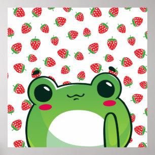 Affiche Grenouille à fraise Kawaii