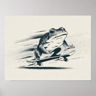 Affiche Grenouille à patins – Art animalier vintage d'acti