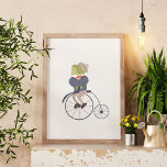 Affiche Grenouille à vélo<br><div class="desc">Un vieux personnage de grenouille fantaisiste et original inspiré de dessins vintages.</div>