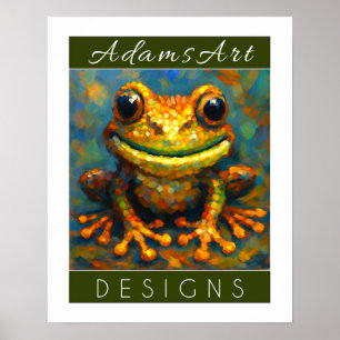 Affiche Grenouille aquarelle fantaisiste dans un jardin de