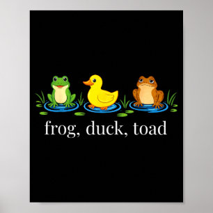 Affiche Grenouille canard crapaud zoologique drôle rétro a