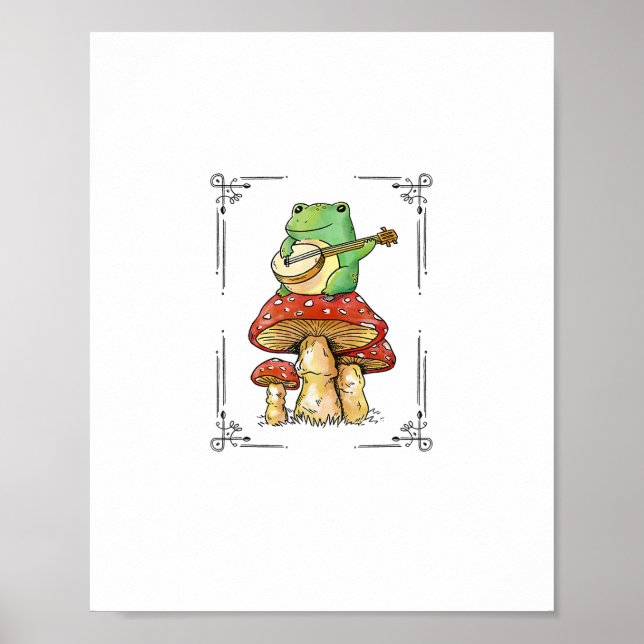 Affiche Grenouille Champignon Goblincore Conception Artist (Devant)