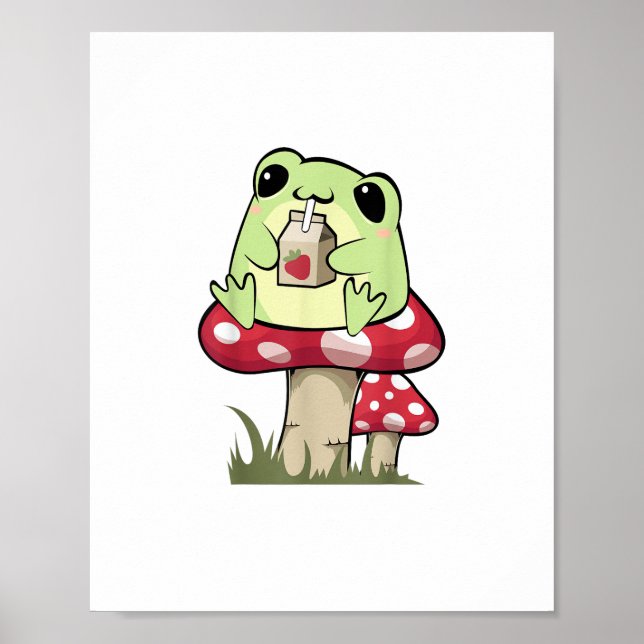 Affiche Grenouille Champignon Goblincore Mycologie Style C (Devant)