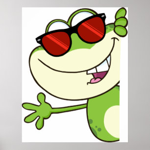 Affiche Grenouille cool portant des lunettes de soleil rou