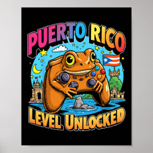 Affiche Grenouille Coqui de Gamer Niveau Puerto Rico Déblo