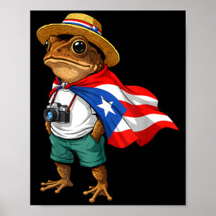Affiche Grenouille Coqui Drapeau de Porto Rico Taino Porto