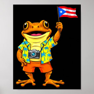 Affiche Grenouille coqui drôle drapeau porto Rico boricua 