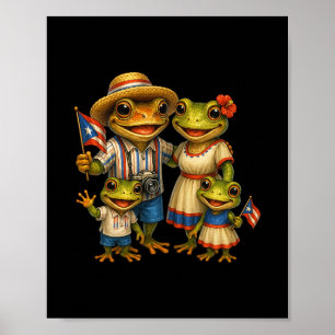 Affiche Grenouille Coqui Porto Rico Boricua Famille Tenue 