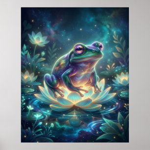 Affiche Grenouille Cosmique Lotus Lumineux